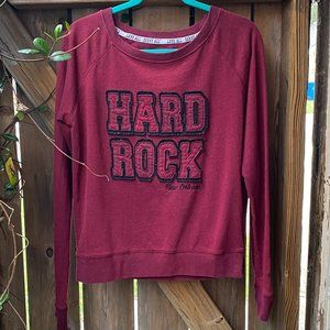 Hard Rock Block Letters Pullover Sweatshirt Large